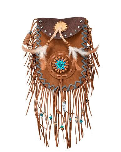 Indianer Fransentasche mit bunten perlen