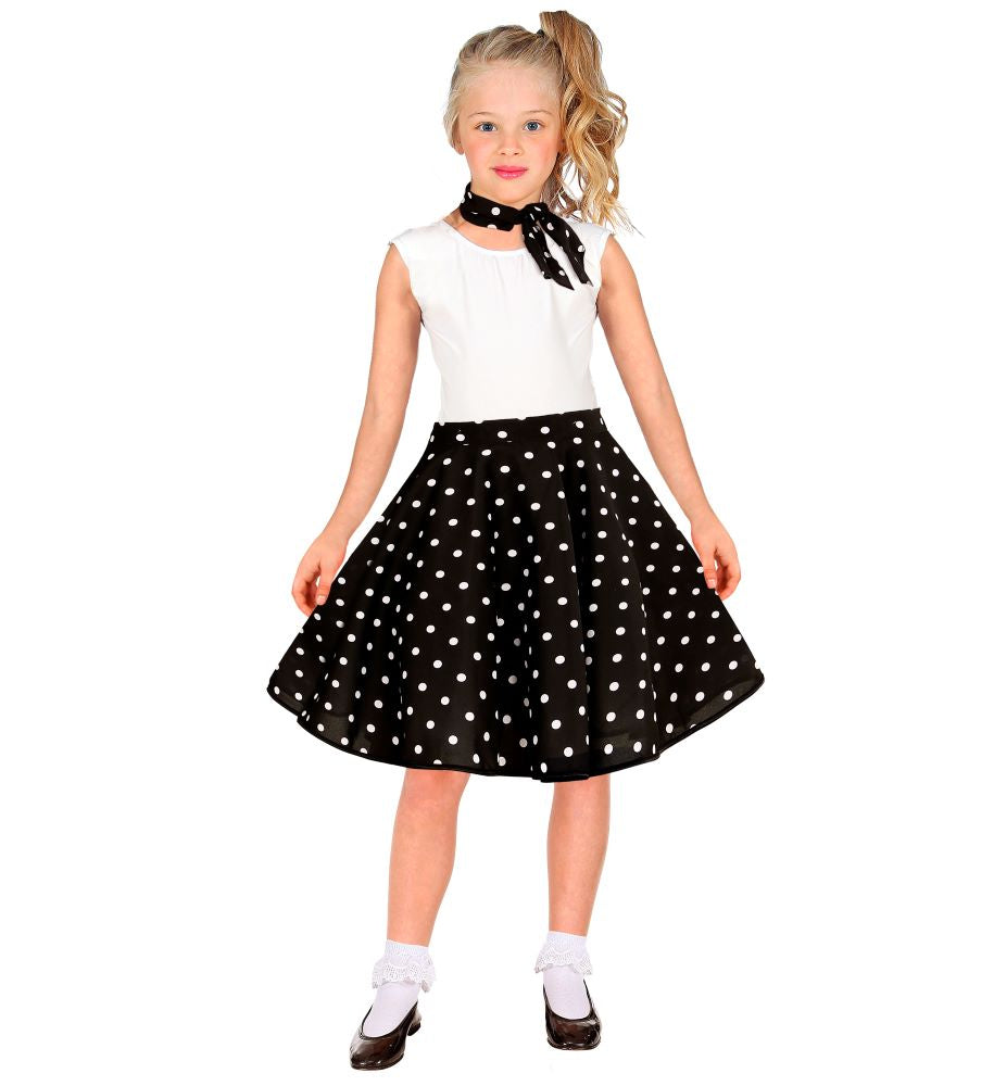 50er Polka Dots Rock für Mädchen schwarz - 2