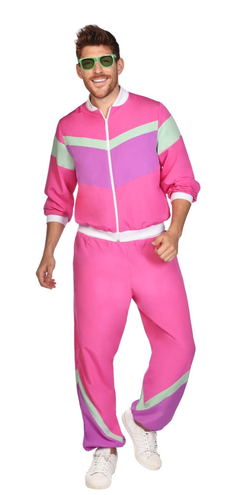 80er Jahre Retro Trainingsanzug pink unisex - 1