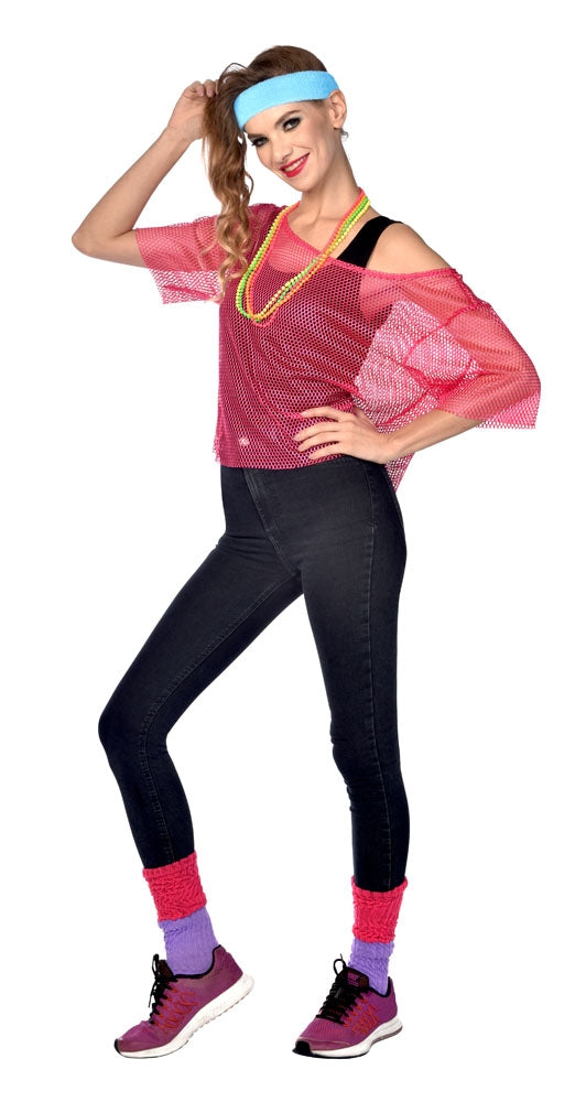 80er Jahre Netzshirt in Pink - 5