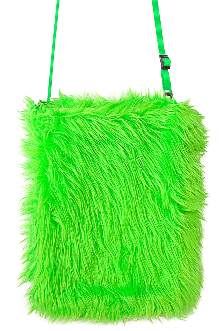 Flauschige Plüsch Handtasche neon grün - 1