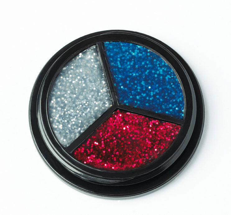 Trio Glitter silber, rot, blau - 1