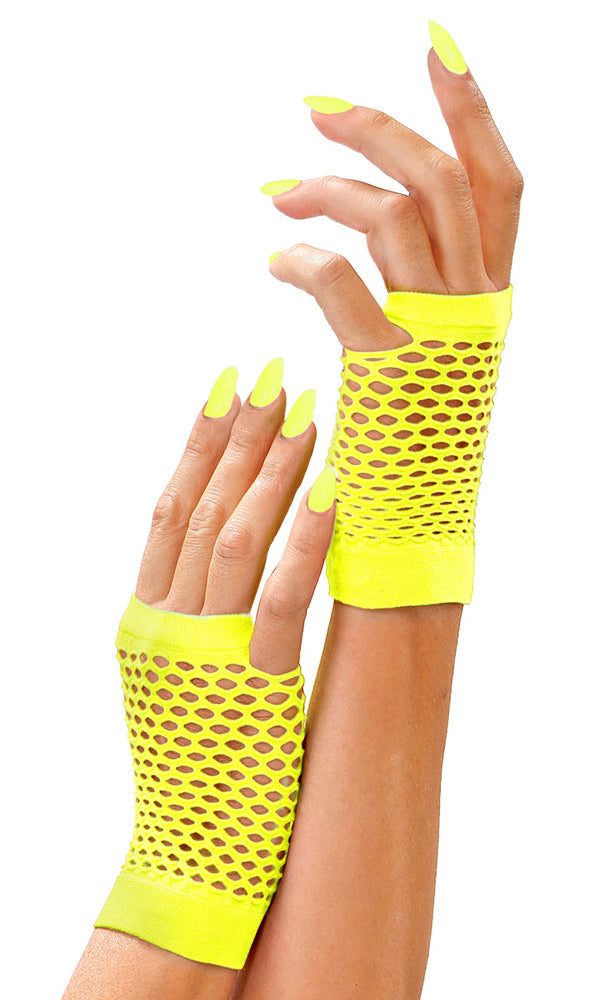 Fingerlose Netzhandschuhe neon-gelb - 1