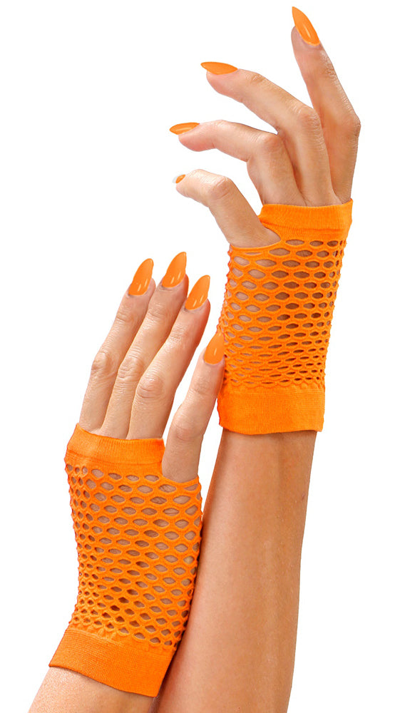 Fingerlose Netzhandschuhe neon-orange - 1