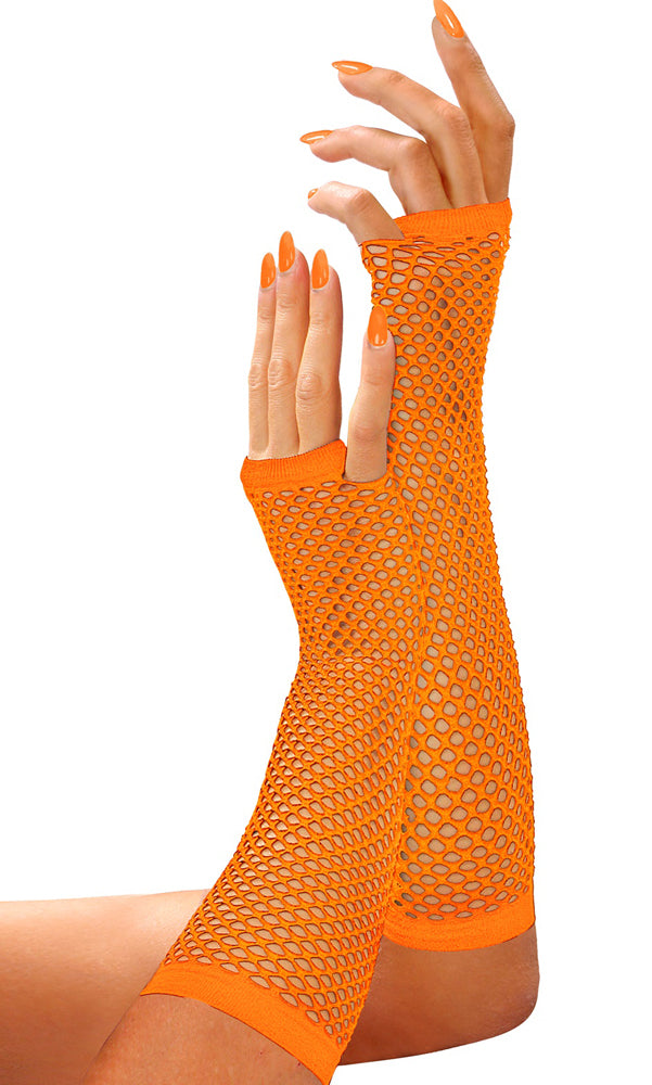 Fingerlose Netzhandschuhe neon-orange 33cm - 1