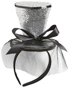 Glitzer Mini-Zylinder Haarreif silber - 1