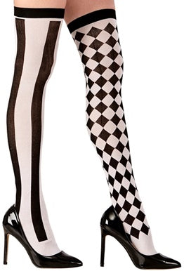 Overknees schwarz-weiß gemustert 70DEN - 2