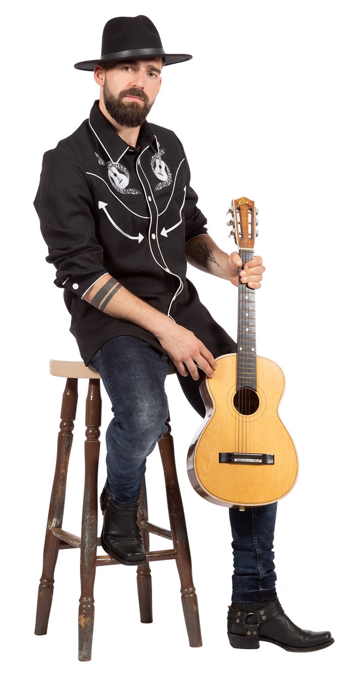 Schwarzes Rockabilly Hemd für Herren - 1