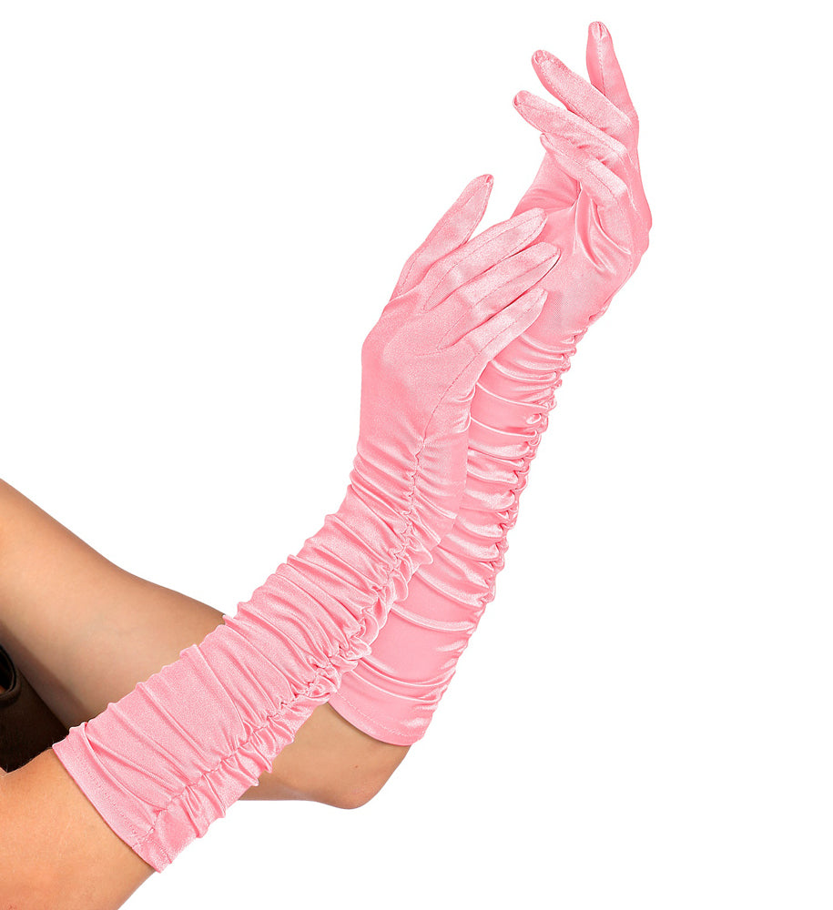 Geraffte Handschuhe in Rosa 44cm - 1