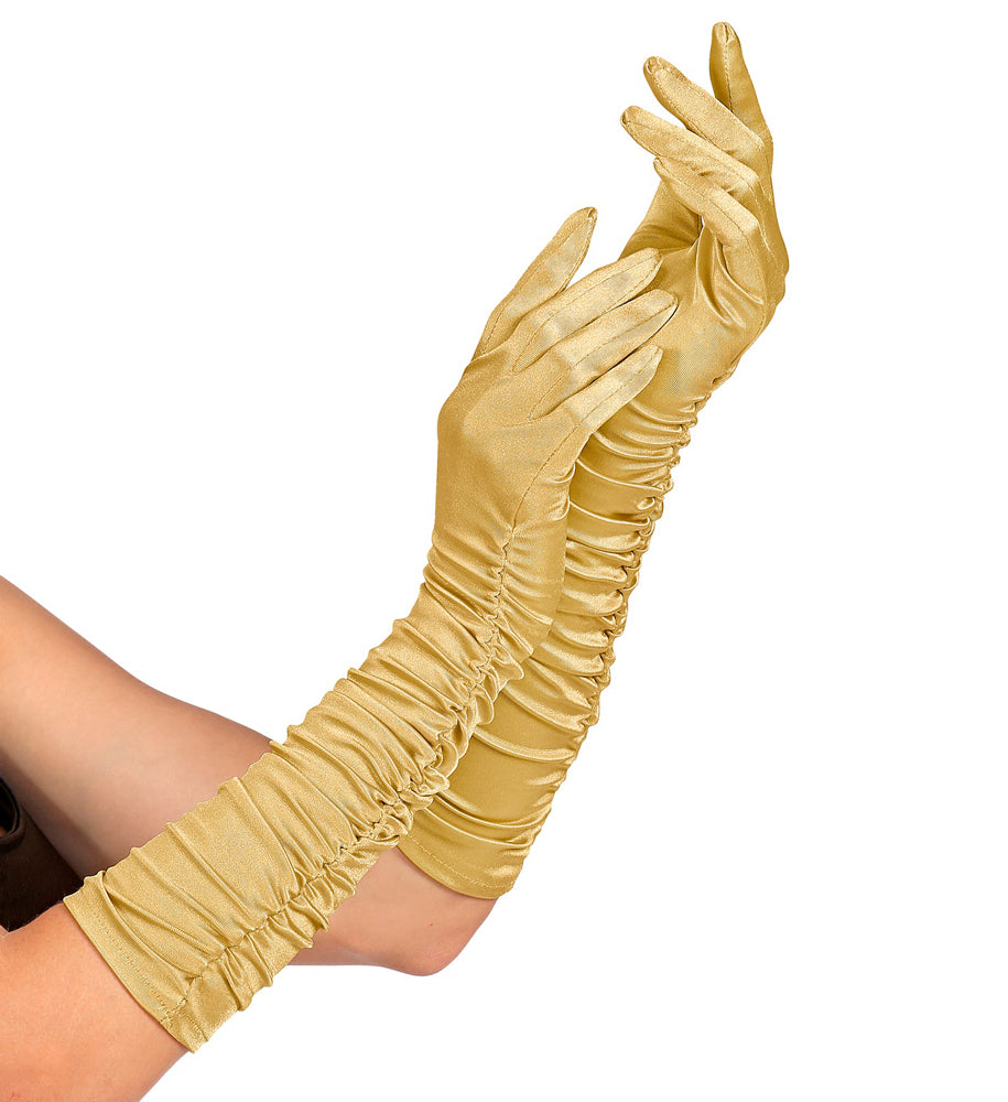 Geraffte Handschuhe in Gold 44cm - 1