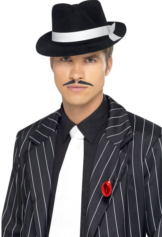 Weiße Gangster Krawatte an Gummiband - 1