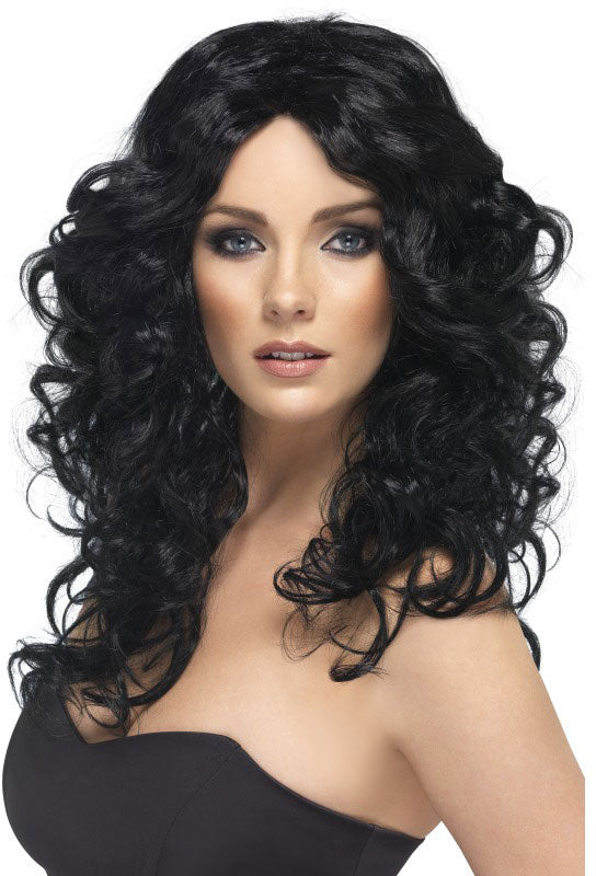 Glamour Babe Lockenperücke schwarz - 1