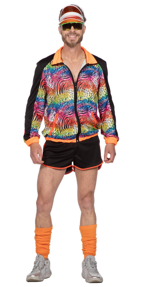 80er Jahre Trainingsanzug kurz für Herren bunt - 3