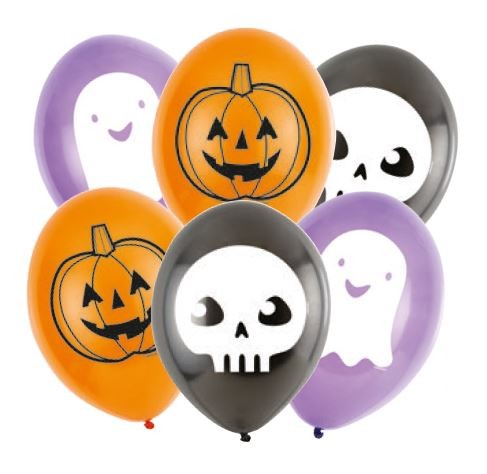 6 Halloween Freunde Luftballons 23cm Set 1