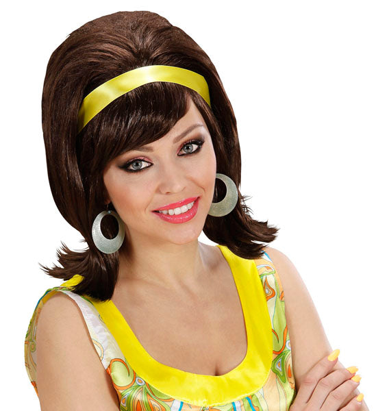 Amy 60er jahre Perücke braun mit Haarband  - 1
