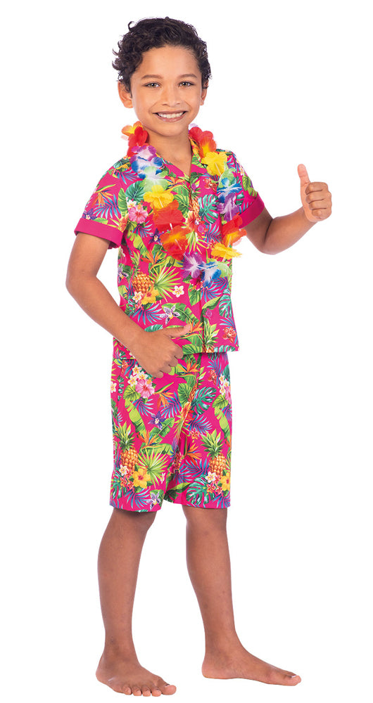 Hawaii Set Kostüm für Kinder pink - 2