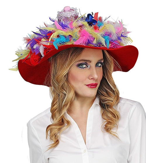 70er Jahre Schlapphut rot für Damen - 4