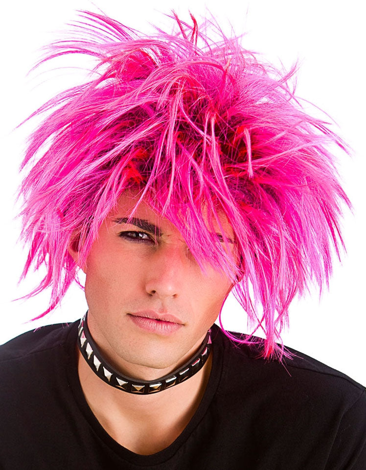80er Jahre Strubbel Rocker Perücke pink - 2