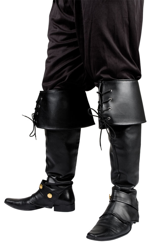 Schwarze Stiefelstulpen Lederimitat - 1