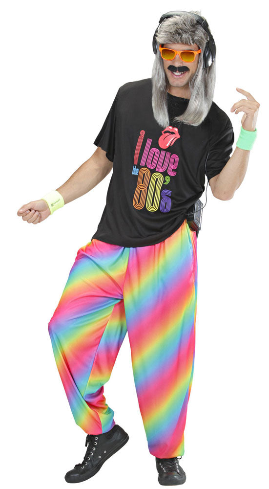 80er Jahre Baggy Regenbogenhose bunt - 2
