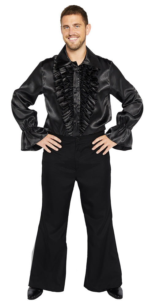 70er Rüschenhemd für Herren schwarz - 2