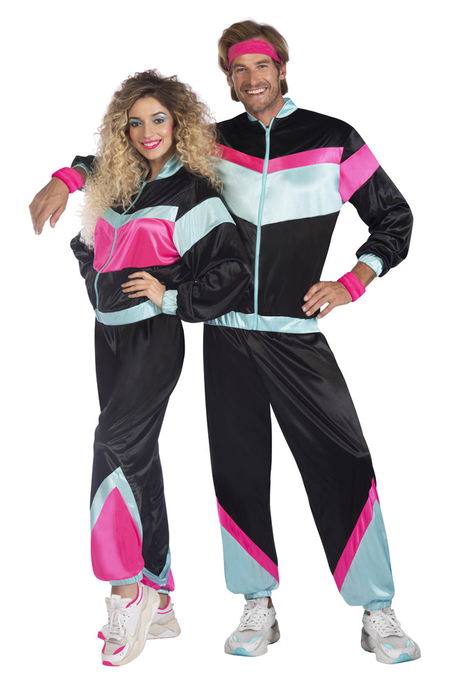 80er Jahre Trainingsanzug für Damen schwarz-bunt - 5