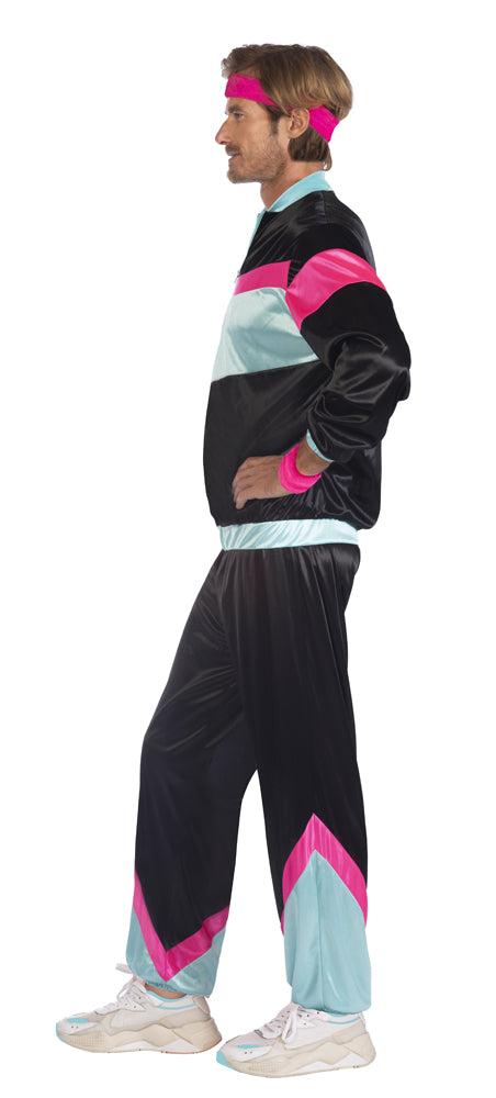80er Jahre Trainingsanzug für Herren schwarz-bunt - 3