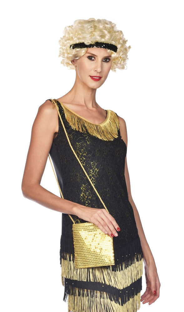 Glamour Glitzer Pailletten Tasche gold - 1