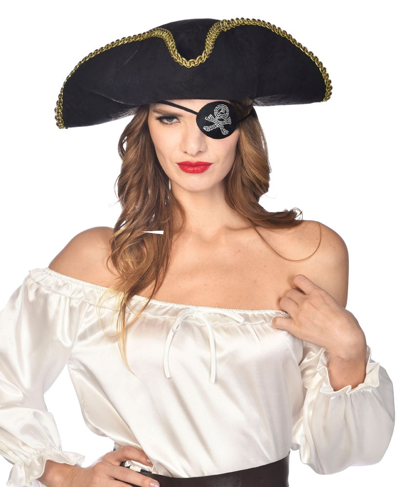 Glitzer Totenkopf Augenklappe - 1