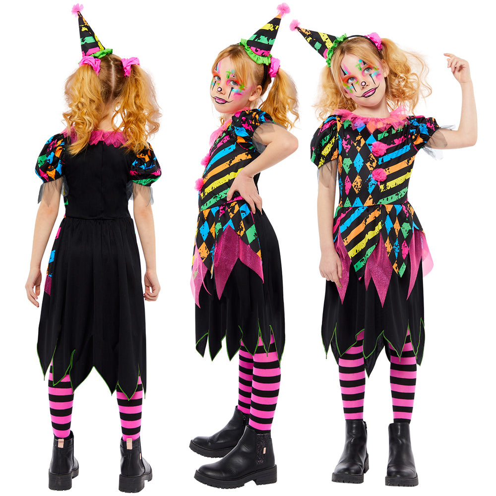 Neon Horror Clown Girl Mädchenkostüm - 7