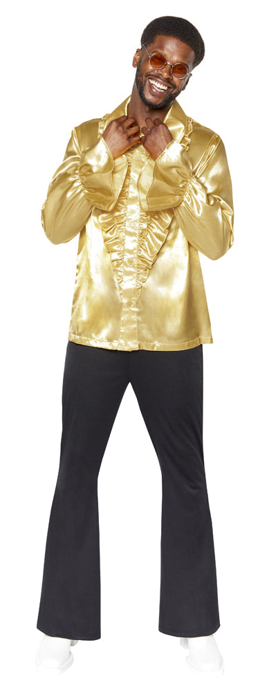 Disco Party Rüschenhemd in Gold - 1