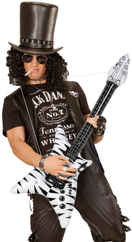 Aufblasbare Rockstar Luftgitarre schwarz-weiß - 1