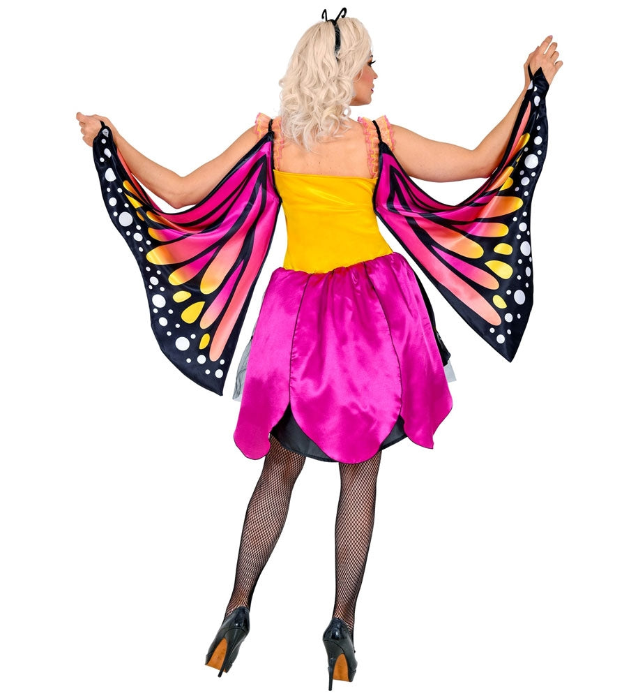 Schmetterling Kostüm für Damen pink-gelb - 3