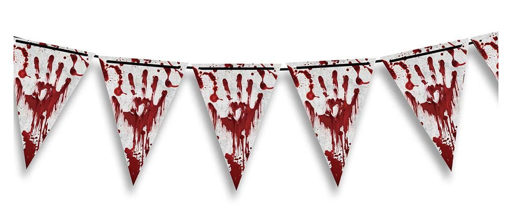 Blutige Hände Halloween Wimpelkette 3m 1