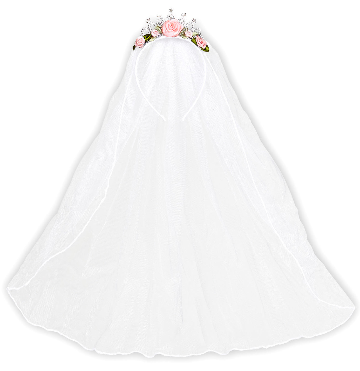 Brautschleier mit Blumenkranz und Diamanten - 1