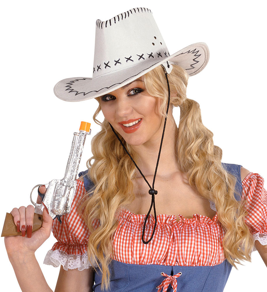 Cowboyhut mit Nähten weiß - 3