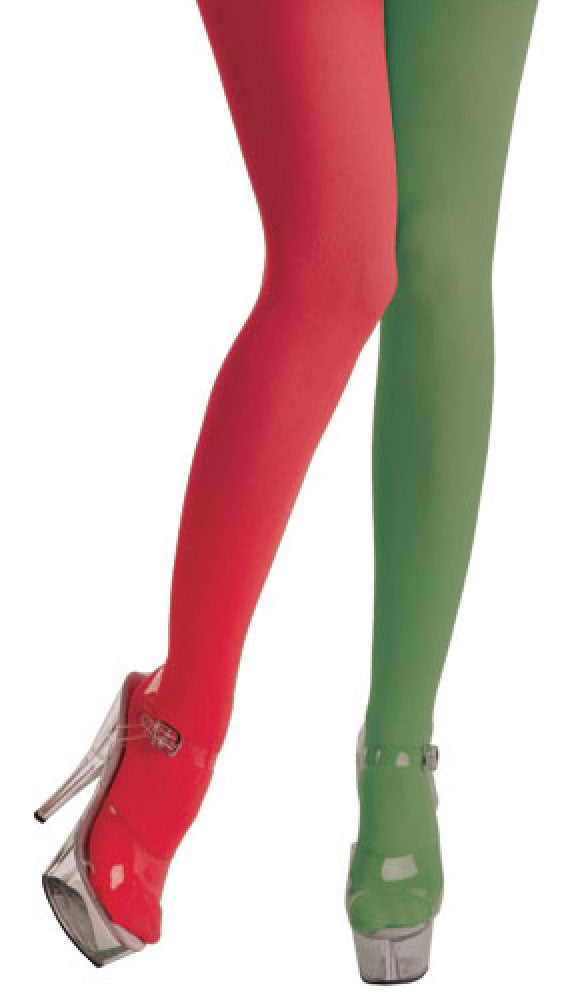 Damen Strumpfhose grün-rot - 1