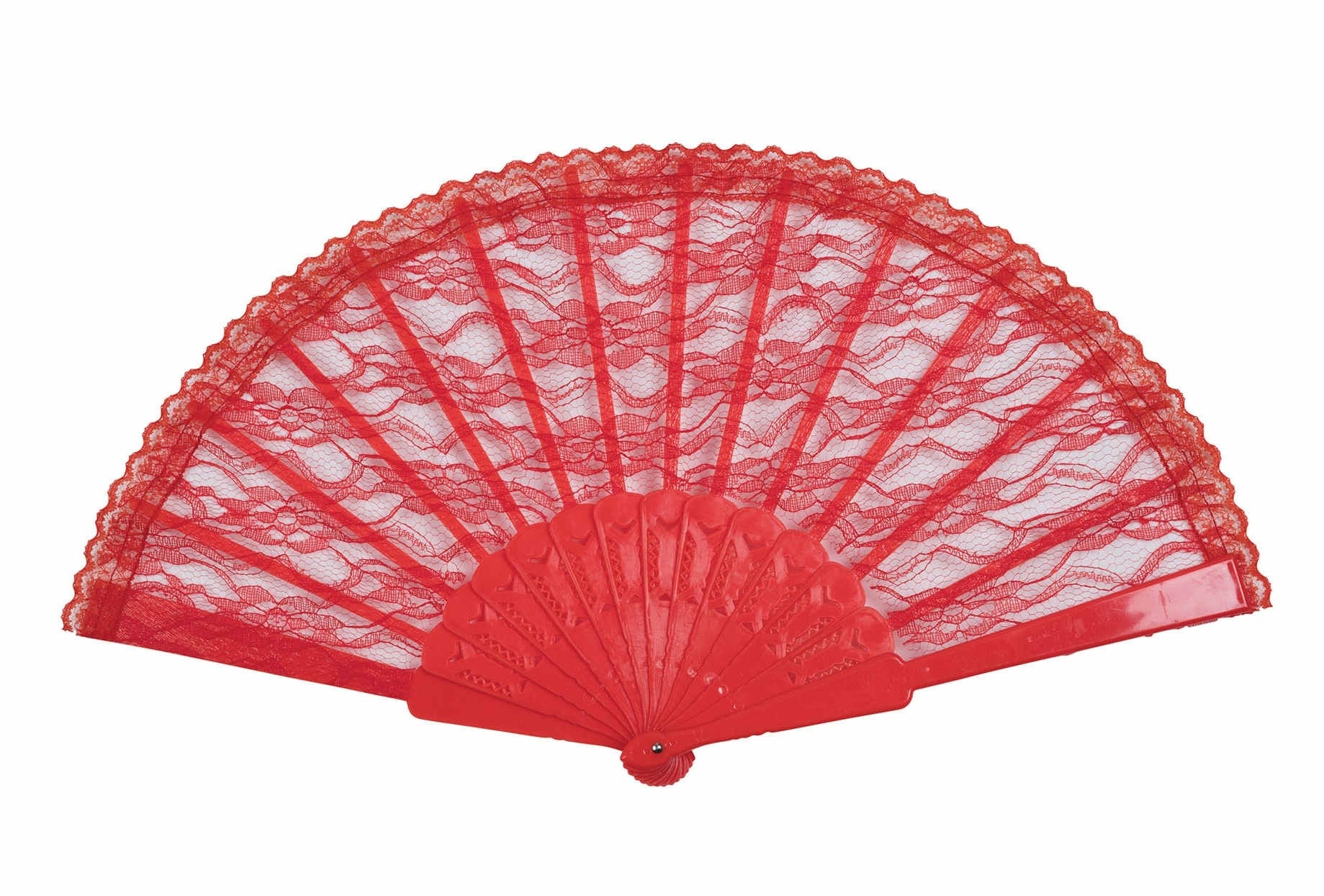 Eleganter Fächer Rubina Mit Spitze Rot 1