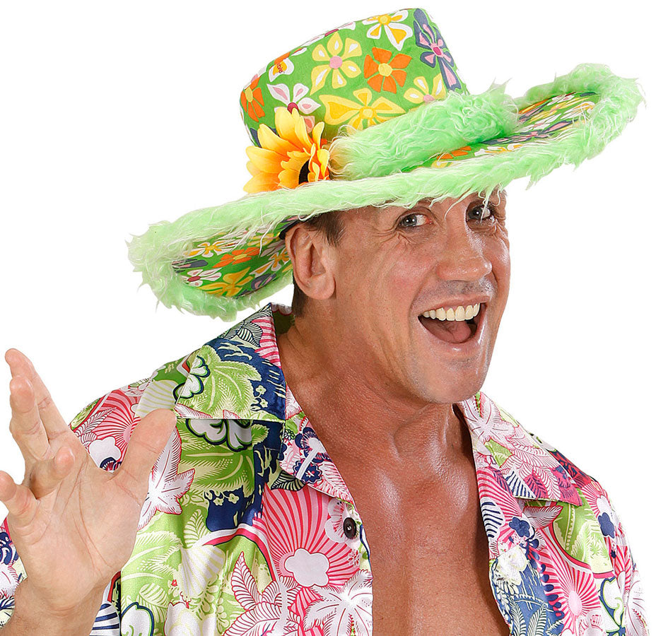 Exotischer Sonnenblumen-Hut grün - 3