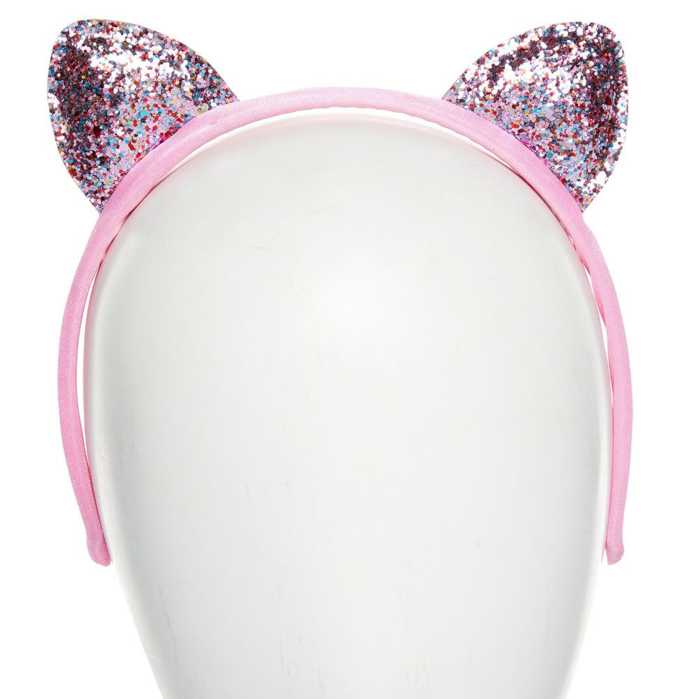 Glitzer Katzenohren Haarreif rosa - 2
