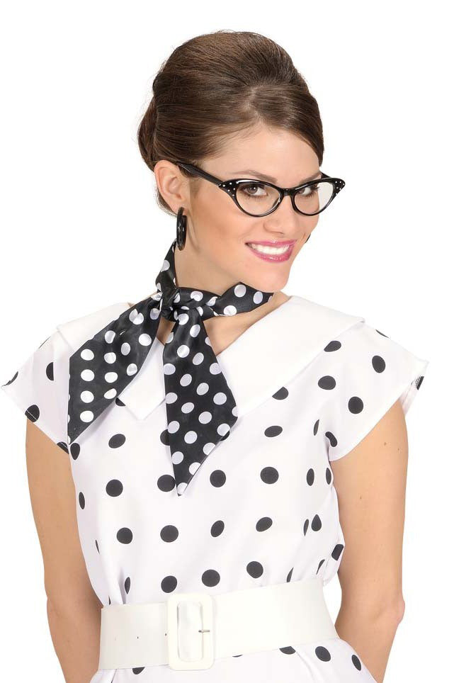 Satin Halstuch weiße Punkte - 1