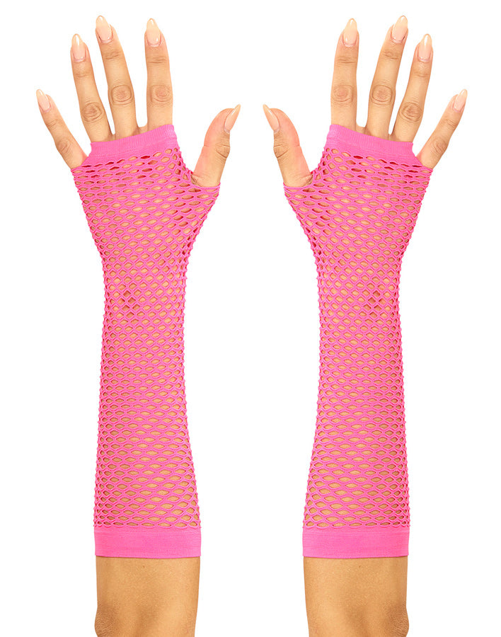Lange Netzhandschuhe neon-pink - 1