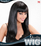 Langhaar Perücke mit Pony schwarz - 1