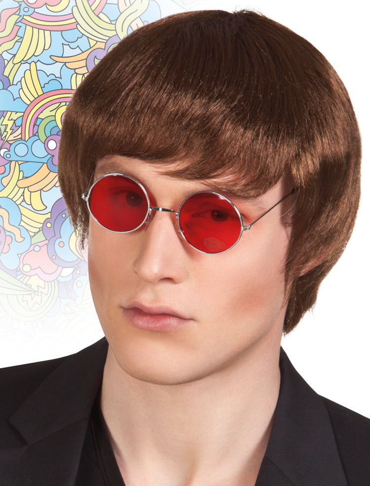 Lennon Hippie Perücke Deluxe braun - 1