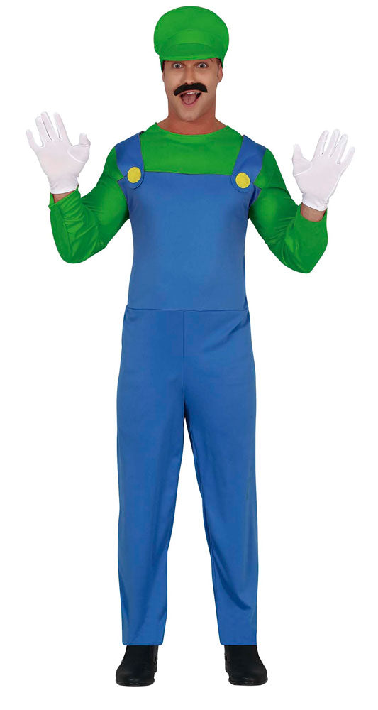 Grüner Super Klempner Herrenkostüm - 1