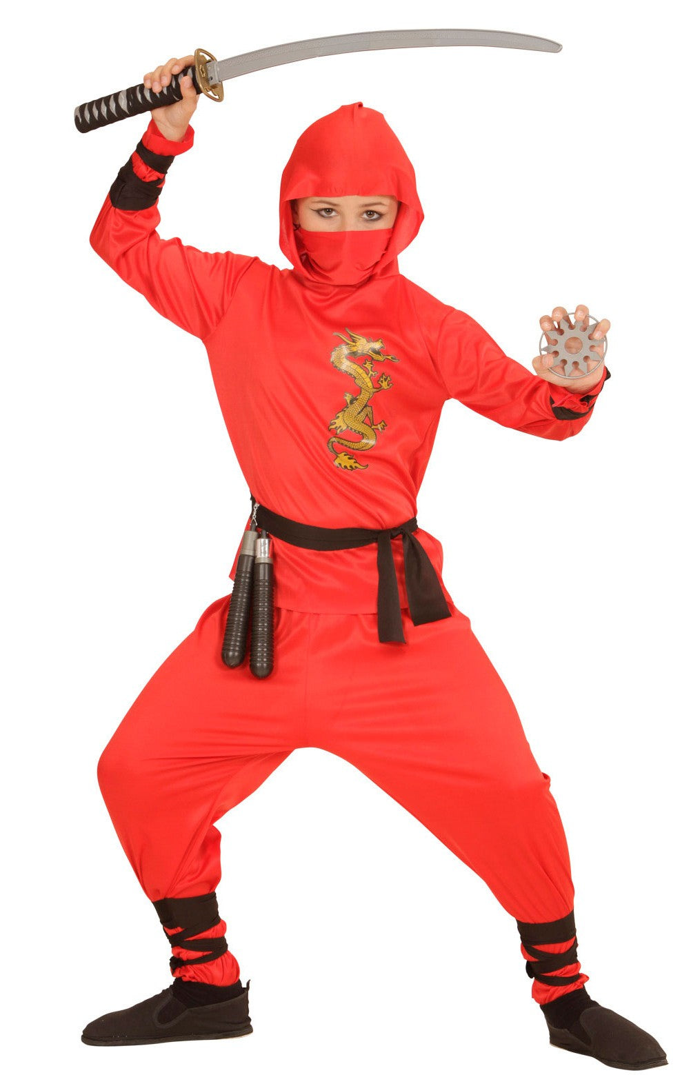 Ninja Kämpfer Kinderkostüm in Rot 1