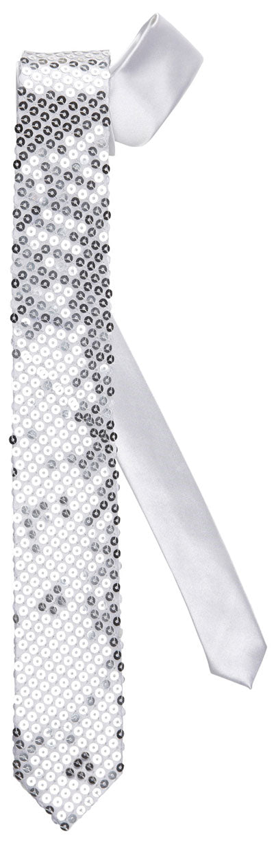 Pailletten Krawatte silber - 1