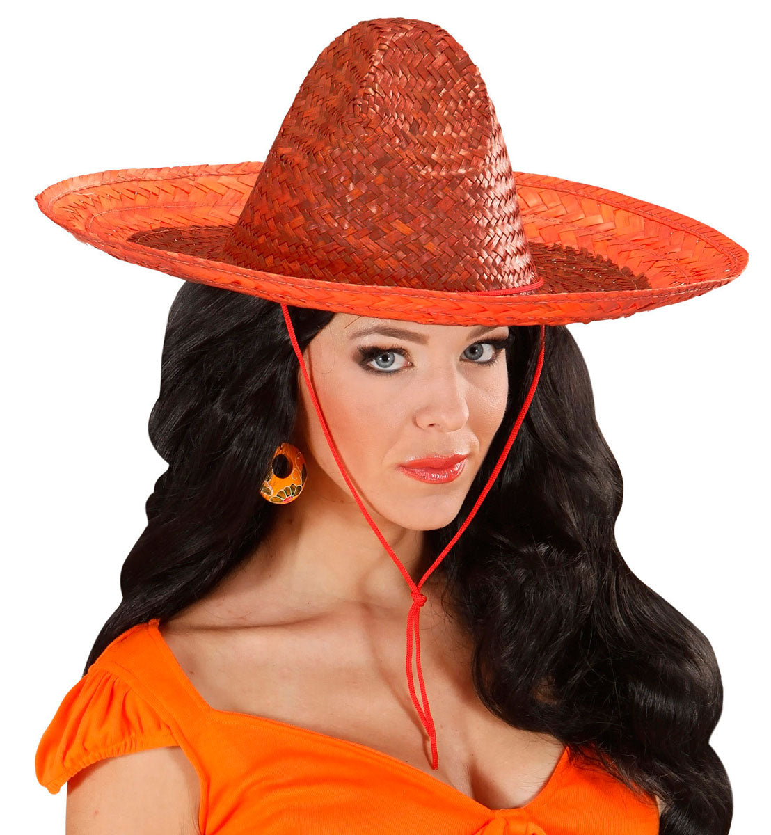 Party Sombrero Strohhut orange 48cm - 2