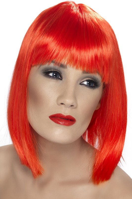 Glamour Party Perücke neon rot - 1