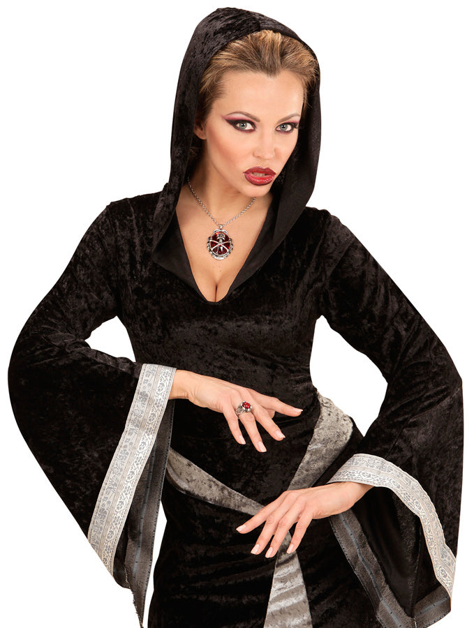 Piraten Totenkopf Kette auf rotem Juwel - 4